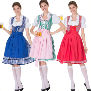 Tradizionale bavarese Octoberfest tedesco birra Wench <span class=keywords><strong>Costume</strong></span> adulto Oktoberfest Dirndl vestito cameriera con grembiule - Product Image 1