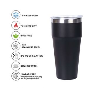 Custom logo 16 oz Double Wall Insulated Travel <b>Coffee</b> Mug Double Wall Thermo Cup 16oz Stainless Steel Stackable Tumbler with Lid - Product Image 5