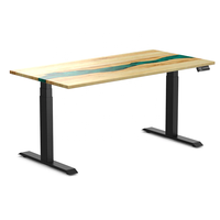 Table en bois en résine époxy Table électrique pour bureau à domicile Table debout électrique automatique Bureau d'ordinateur