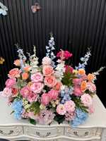 Arreglo Floral Colorido para Boda, 80 cm, Decoración Floral con Rosas Artificiales para el Pasillo, Arreglo Floral para Eventos de Boda