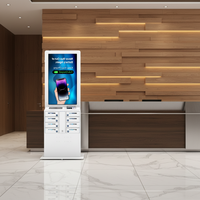 Loker Pengisian Daya Layar Sentuh Y2 Power LIA Premium 8 Bay dengan Layar Iklan 43 inci dan Layar Digital Signage yang Sudah Terpasang