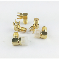 Conector RF adaptador SMA hembra, ángulo recto, 90 grados, montaje PCB, SMA-KWE
