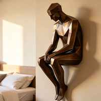Décoration murale intérieure pour la maison, sculpture en métal bronze 3D, statue de homme