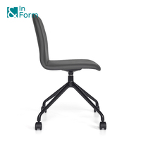 Pivotant en alliage métallique Base en PU noir sans bras Simple contrat meubles bureau salle de conférence réunion invité côté chaise avec roulettes