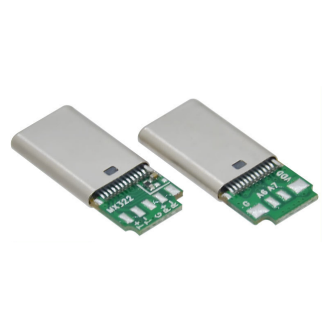 USB 3.0 Type C male connector 24 pin 9 core/pad Through hole USB C plug with spring 180 degree Type C with clamp length 19.35mm