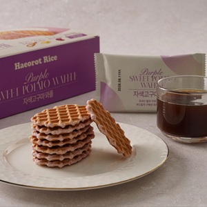 SAMAH Waffles de Camote Morada 18g x 20 piezas, Bajo Índice Glucémico, Refrigerio Dietético, Sin Aceite, Postre Horneado, Regalo Portátil, Comida para Brunch - Product Image 1