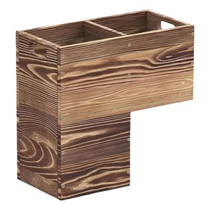 Caja de Almacenamiento de Madera para Escaleras con Asas, Acabado Vintage Carbonizado, Organizador Rectangular para Ahorrar Espacio, Almacenamiento de Escritorio - Product Image 1