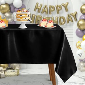 Light Gold Satin Tablecloth 54 X 87 Inches Square Cloth Bright Silky <b>Table</b> <b>Cover</b> Overlay <b>Dining</b> Tablecloths for Wedding - Product Image 3