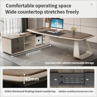 Bureau de direction moderne en forme de L, panneau en MDF, convertible, extensible, structure métallique modulaire, bureau intelligent à fixation murale