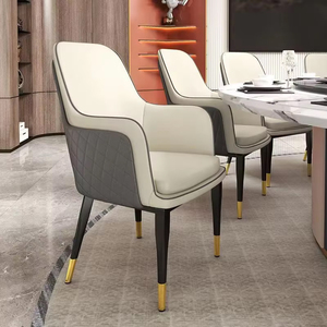 Silla de Comedor de Piel Sintética de Lujo Moderno al Estilo Bentley con Patas de Metal Dorado para Casa, <span class=keywords><strong>Hotel</strong></span>, Penthouse en Emiratos Árabes Unidos y Kuwait - Product Image 1