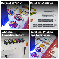 Printer UV DTF Roll to Roll LEAF A3 30cm dengan Laminator Transfer Film UV AB untuk Membuat Stiker Logo