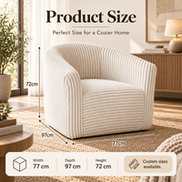 Fauteuil d'appoint moderne sculpté en velours côtelé PU, confortable et moelleux, avec dossier incurvé et assise profonde, idéal pour appartement et hôtel