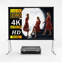 Écran de projection professionnel 16:9 de 200 pouces à pliage rapide avec support, revêtement nano portable pour concerts et locations de scènes