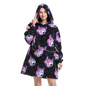 Sudadera lisa de bolsillo de gran tamaño cálida personalizada, manta acogedora con capucha, venta al por mayor, manta con capucha de TV para adultos con manga - Product Image 5