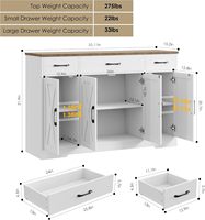 White55 "grand buffet buffet armoire de rangement avec étagères et portes, table de cuisine en bois de station de café de ferme moderne
