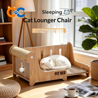 Arbre à chat en panneau de densité de feutre, griffoir et chaise longue combinés, style mignon, durable, avec boule à griffer sans peluches, jouet pour chat