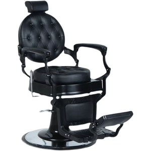 2025 Antique Style Black Gold Tufted Leather <b>Barber</b> Shop Styling Shaving <b>Chair</b> Hydraulic Pump Round Base Hairdressing <b>Chair</b> - Product Image 5