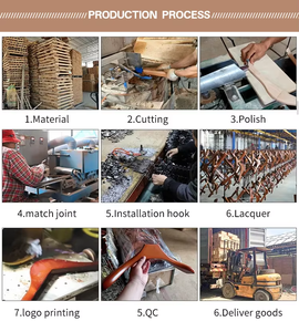 Présentoirs en <span class=keywords><strong>bois</strong></span> de luxe avec logo personnalisé pour costumes, manteaux et chemises haut de gamme - Large - Épaules noires, pour magasin de vêtements - Product Image 6