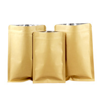 Emballage en papier kraft imprimé sur mesure, fermeture à glissière sur trois côtés, pochette en papier kraft avec placage en aluminium pour la conservation des aliments