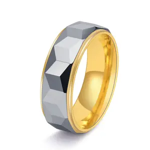 Personalized Korean Jewelry Tungsten Steel Gold Plated Luxury Men's Ring Fashion Simple Retro Hip Hop Men's Jewelry Wholesale
