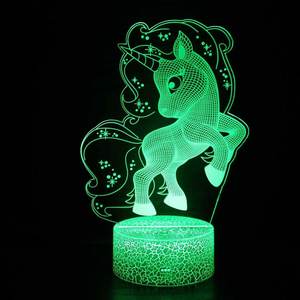 RGB 7/16 Colors <strong>LED</strong> 5V USB and Battery Powered Unicorn 3D Illusion <strong>Lamp</strong> Night <strong>Light</strong> for Kids Room Bedroom - Product Image 2