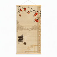 Seni Dinding Bambu Persimmon Art Deco, Gambar Gantung Tenun Tangan Ramah Lingkungan, Patung Dinding Bambu dengan Logo yang Dapat Disesuaikan untuk Dekorasi Rumah