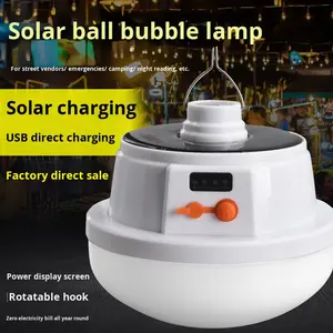 Перезаряжаемый светодиодный фонарь для кемпинга и дома с солнечной батареей, электрическим дисплеем, для уличного использования и аварийного освещения - Product Image 1