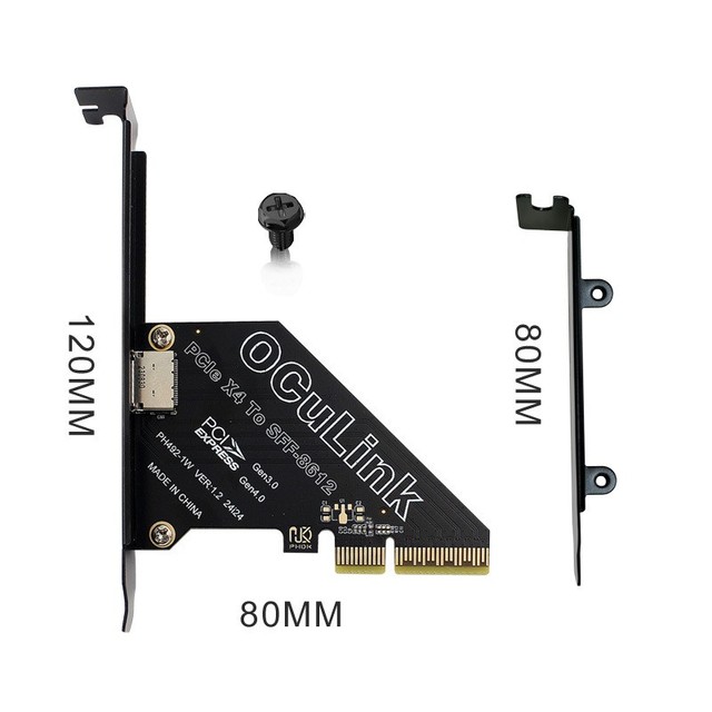 PCIe 4.0 X4 Oculink SFF-8611 & SFF-8612 Expansion Card for External U.2 SSD and Graphics
