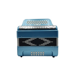 Acordeón Diatónico Profesional SEASOUND de 34 Botones y 12 Bajos, 3 Registros, Color Azul Metálico, Rejilla Plateada, Botones Blancos, Celuloide JB3412C - Product Image 1