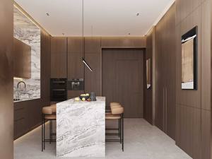 Encimera de Cocina de Mármol Natural, Gabinete de Cocina con Chapa de Madera Maciza, Gabinete con Veteado de Madera, Hecho en Foshan - Product Image 4