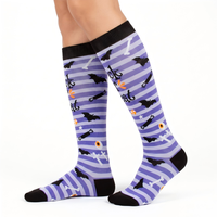 Chaussettes de compression personnalisées pour Halloween, pour femmes et hommes, à compression graduée 20-30 mmHg, hauteur genou, pour athlétisme, course à pied, infirmières, sport, chaussettes de compression