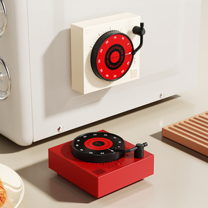 Mechanical Kitchen <b>Timer</b> Magnetic 60 Min Countdown Red White Square Design For Cooking Study - Product Image 1
