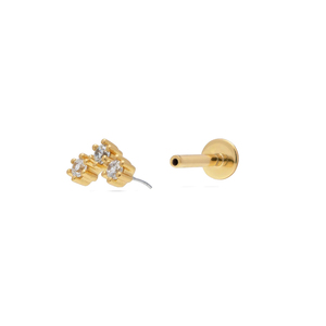 CANNER Simple Three Diamond-studded S925 Sterling <b>Silver</b> <b>Earrings</b> 18G Flat Head Thread Puncture <b>Cartilage</b> <b>Earrings</b> - Product Image 1