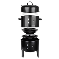 Barbecue à charbon de bois fumé, 3 en 1, tour verticale, gril fumé, 3 niveaux