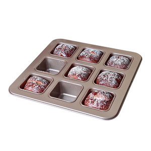 Suncity Square Brownie Baking Pan 9 Cavity Non Stick Carbon Steel Muffin Pan For Home Dessert Cake Mold - Product Image 2