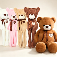 Ours en peluche de Noël avec chapeau et écharpe du Père Noël, jouet animal en peluche non rembourré, poupée ours, décoration de Noël, cadeau de vacances pour enfants