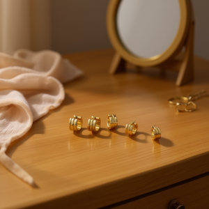 Orecchini Acero in oro e argento da 6 mm per donna, gioielli alla moda - Product Image 3