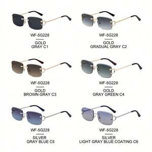 Gafas de Sol Retro 2025 con Logotipo Personalizado, Sin Montura, Degradado, UV400, Montura Pequeña Dorada, Cuadradas, para Hombre y Mujer - Product Image 6