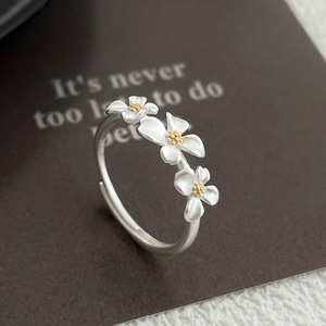 Anillo Ajustable de Plata de Ley 925 con Flor de <span class=keywords><strong>Gardenia</strong></span>, Joyería Fina de Moda para Mujer, Regalos - Product Image 1