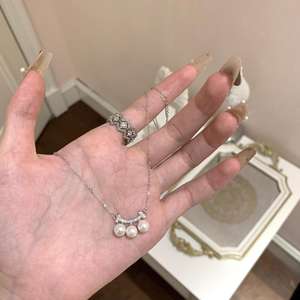 Collar de Encaje de Pestañas de Plata Pura S925 con Proceso Láser Italiano, Diseño de Nicho, Estilo Antiguo de Moda, Collar con Cierre de Perlas - Product Image 1