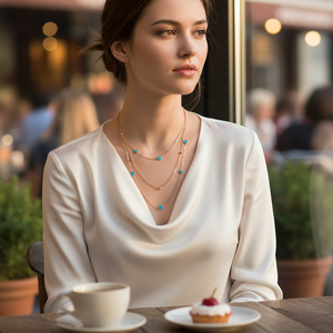 Collier en argent sterling 925 à double chaîne superposée, design tendance, vente en gros, mode féminine - Product Image 3
