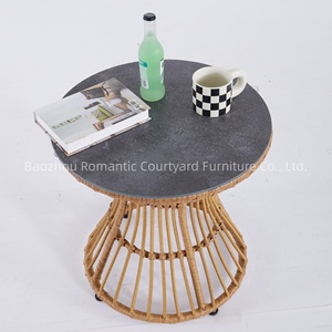 Juego de Comedor de Ratán Resistente al Desgaste, Mesa Auxiliar Redonda de Mimbre Natural para Sala de Estar - Product Image 2