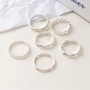 2022 NEW Jewelry suit Smooth geometric silver plated ring High quality temperamental cross flower ring set