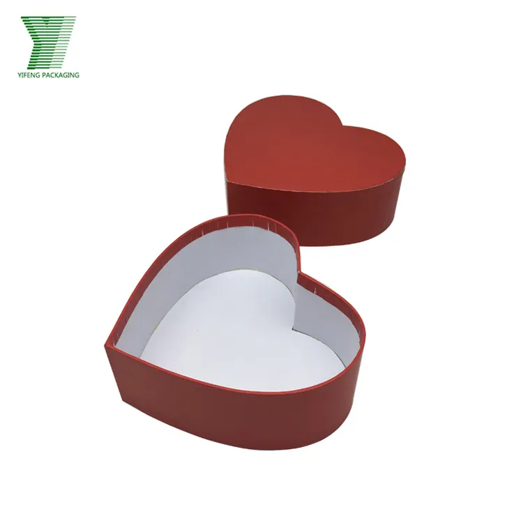 Kırmızı kağıt özelleştirilmiş sevgililer günü promosyon çikolata ve çiçek ambalaj kutuları ucuz toptan ambalaj kalp şeklinde kutu