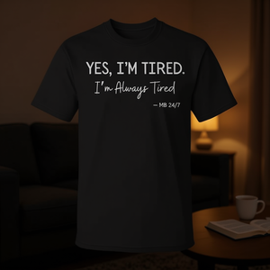 Camiseta unisex para adultos, negra, de manga corta, cuello redondo, estampada con serigrafía, Sí, estoy cansado, siempre estoy cansado - Product Image 3