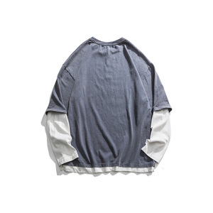 <span class=keywords><strong>Camicia</strong></span> Casual da uomo in <span class=keywords><strong>stile</strong></span> <span class=keywords><strong>giapponese</strong></span> a due pezzi in maglia tinta unita alla moda Design a Base vuota all'inizio dell'autunno - Product Image 3