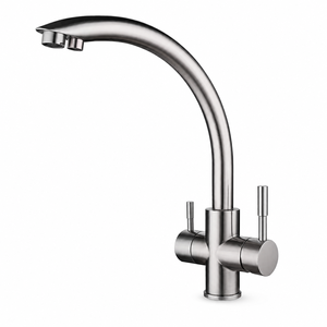 Robinet de lavabo moderne de luxe en acier inoxydable - Robinet de salle de bain - Robinets pour salle de bain finition chromée - Accessoires sanitaires écologiques - Product Image 1