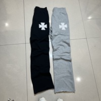 Fabricant de pantalons de survêtement évasés personnalisés, décontractés, brodés, avec appliques, bords bruts, jambes larges, pantalons de survêtement pour hommes