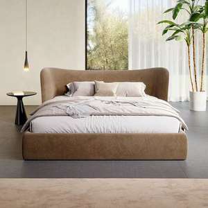 Lits incurvés rembourrés design de lit avec cadre en bois vintage italien moderne - Product Image 1