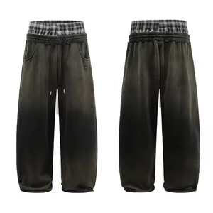 <span class=keywords><strong>Pantaloni</strong></span> da tuta da uomo <span class=keywords><strong>in</strong></span> cotone pesante a doppia <span class=keywords><strong>vita</strong></span>, tinta unita, <span class=keywords><strong>con</strong></span> patch ricamato a lettera, modello baggy, effetto slavato, stile streetwear - Product Image 1